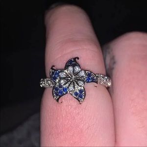Royal Blue Crystalized Floral 925 Ring